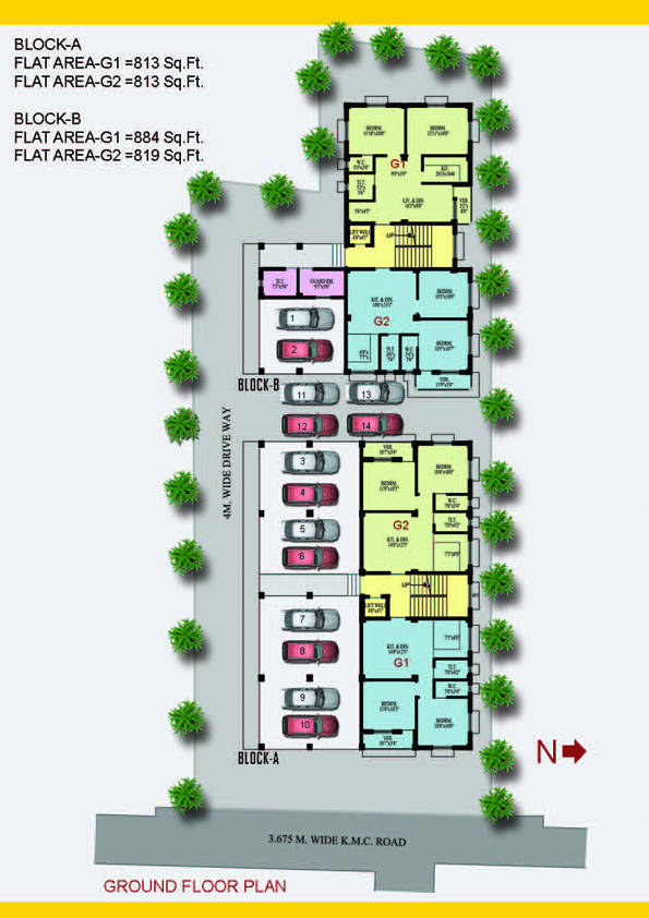 Ground Floor plan of Rose Garden Projects of Pabitra Group of Companies